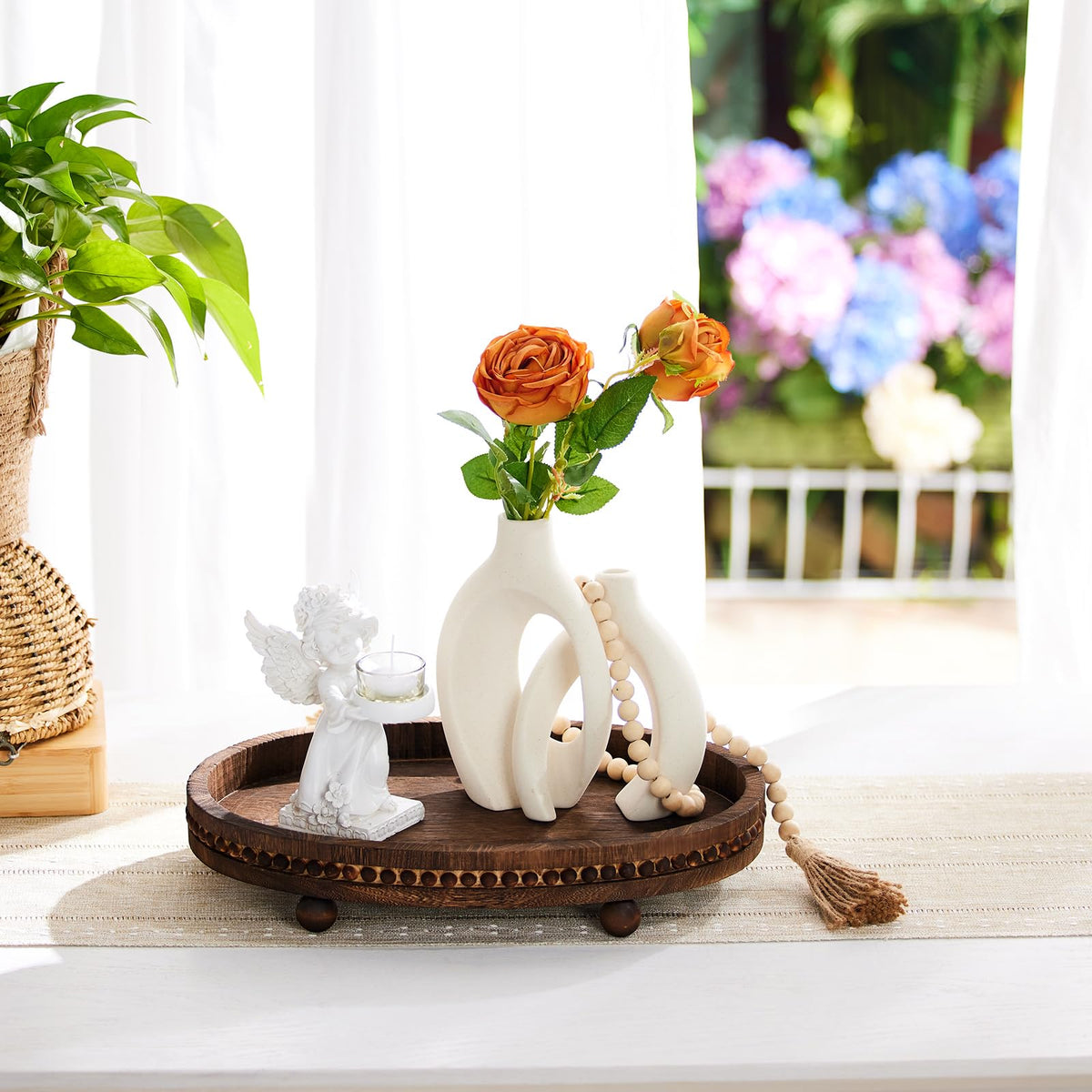HouseJoy rustic farmhouse tray adds natural charm to any surface.