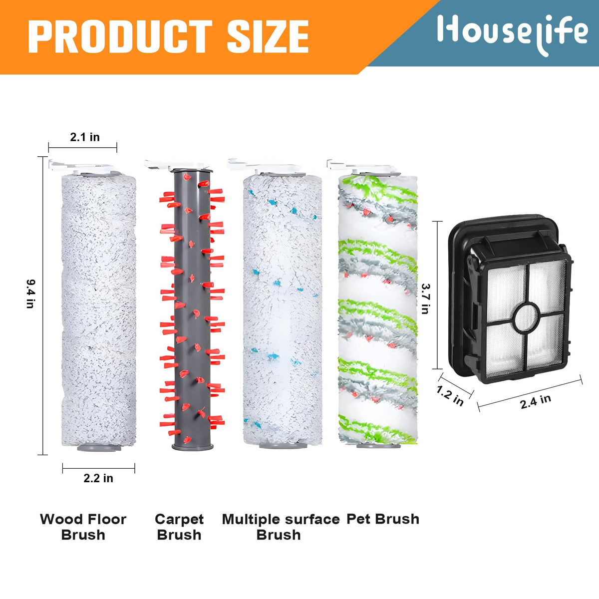 Houselife CrossWave area rug brush roller targets fibers for even soil lifting.