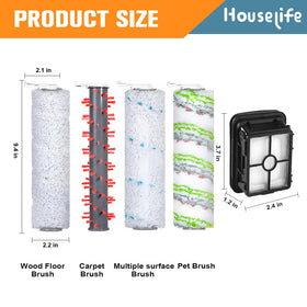 Houselife CrossWave area rug brush roller targets fibers for even soil lifting.