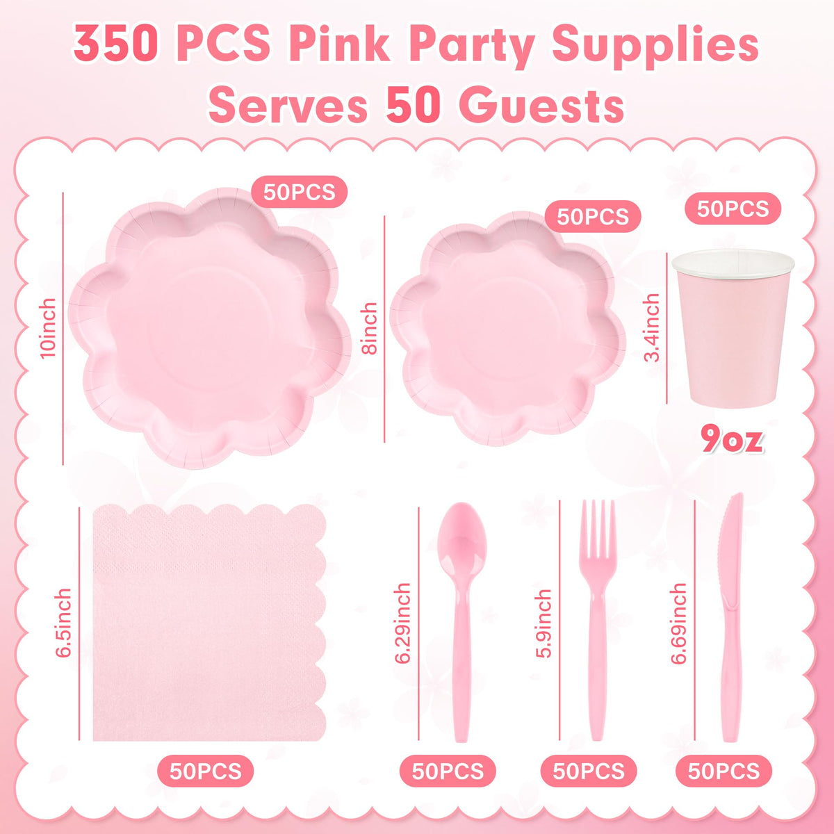 Houuqe pink dinner plates ideal for appetizers and mains at celebrations.