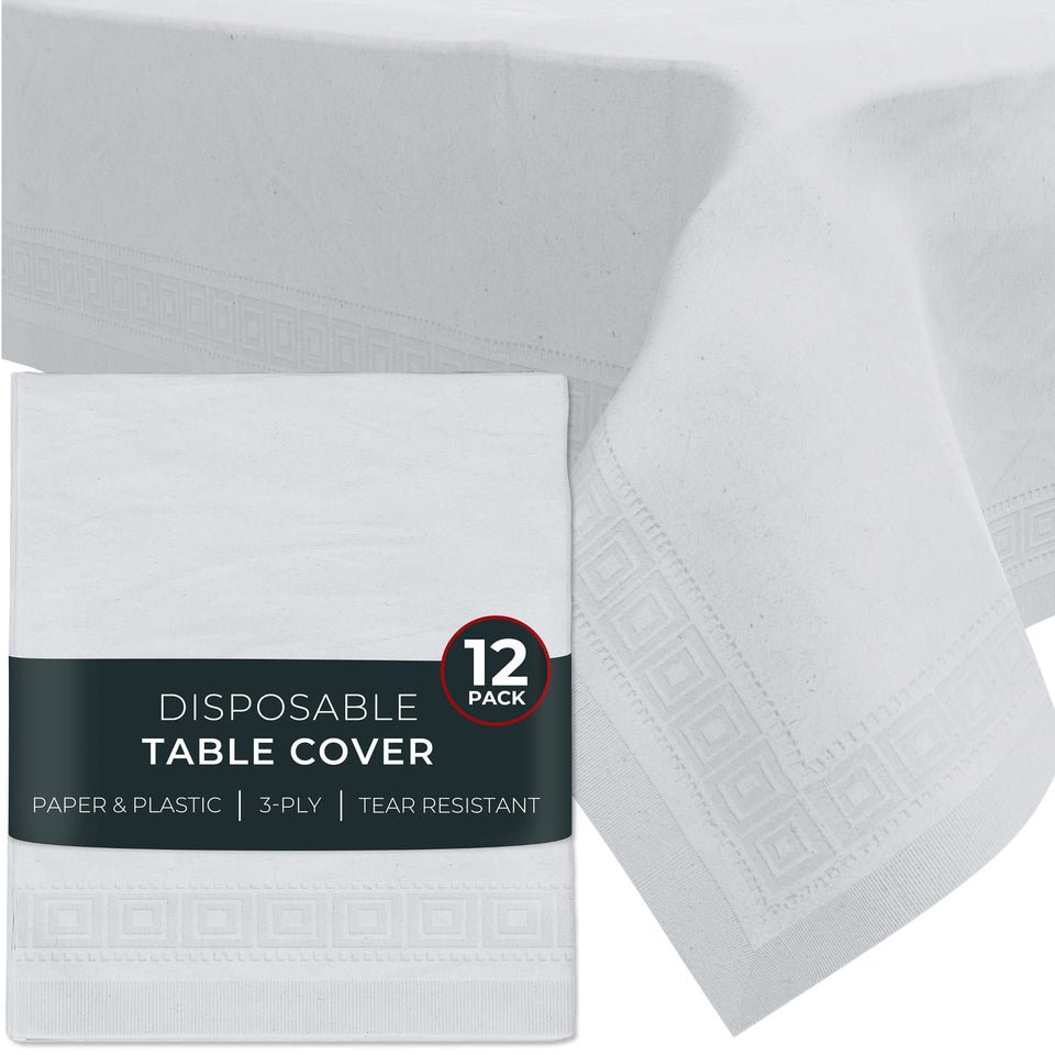 HOUZZKINGZ USA paper tablecloth on a rectangle table for an elegant, spill-resistant setup.