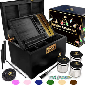 HOVANZO premium large bamboo storage box – secure lid keeps contents organized and fresh.
