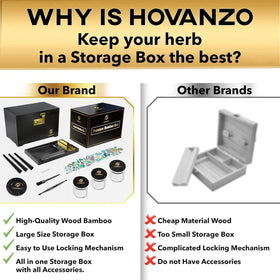 HOVANZO removable-tray-wood-box – adjustable compartments for versatile storage.