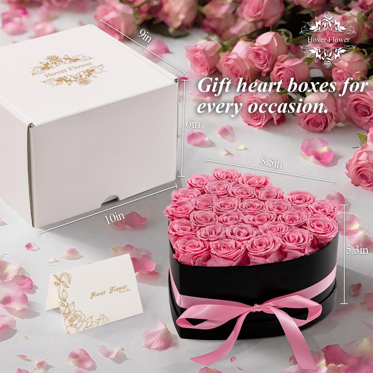 Hover Flower forever roses 16-rose arrangement makes a refined anniversary gift.