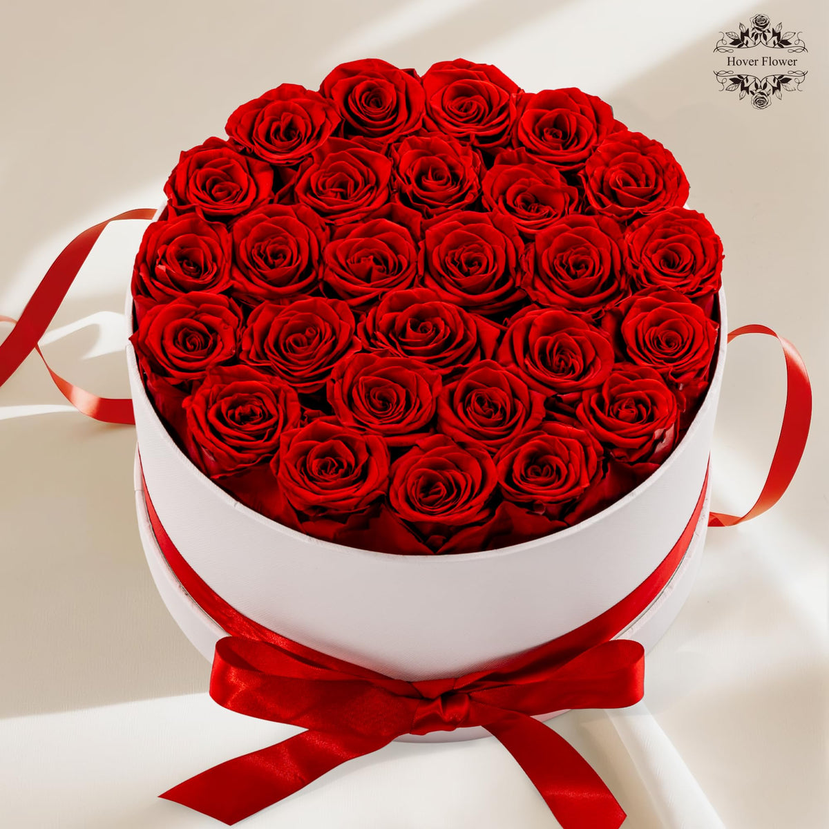 Hover Flower Forever Roses petals close-up highlights soft, touchable texture.