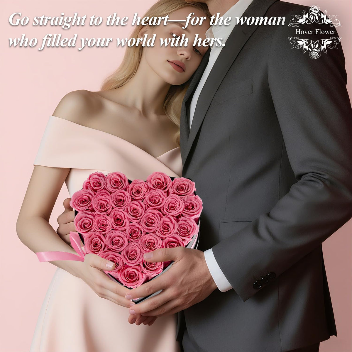 Hover Flower personalized greeting card accompanies the bouquet with a thoughtful message.