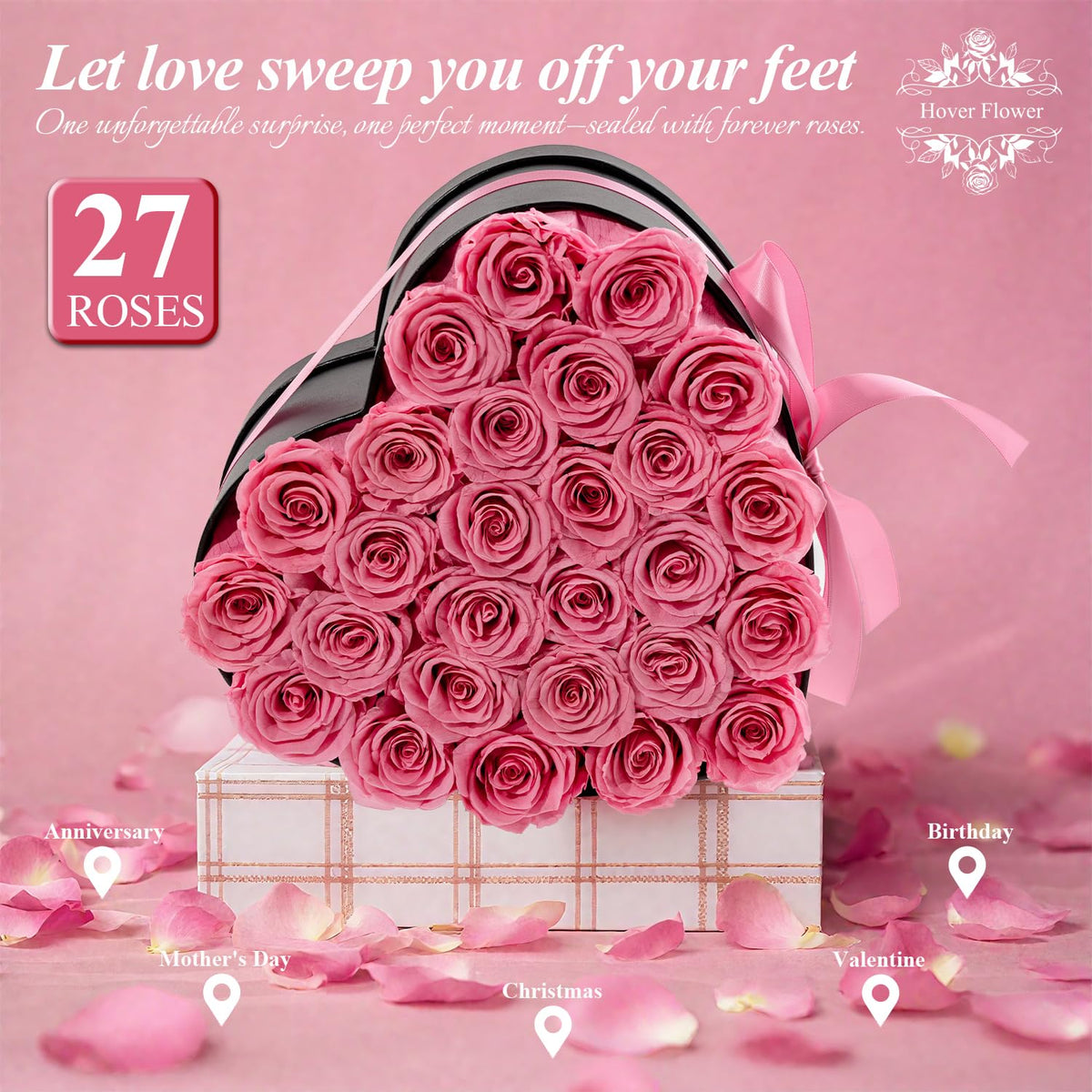 Hover Flower satin ribbon packaging adds a premium unboxing experience.