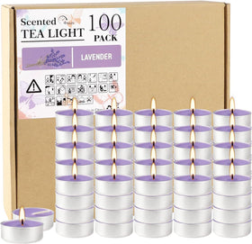 Howemon purple lavender tealight candle in 4-hour bulk pack creates warm ambient lighting