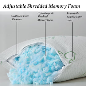 HOXXME memory foam pillow cover close-up shows breathable cooling fabric.