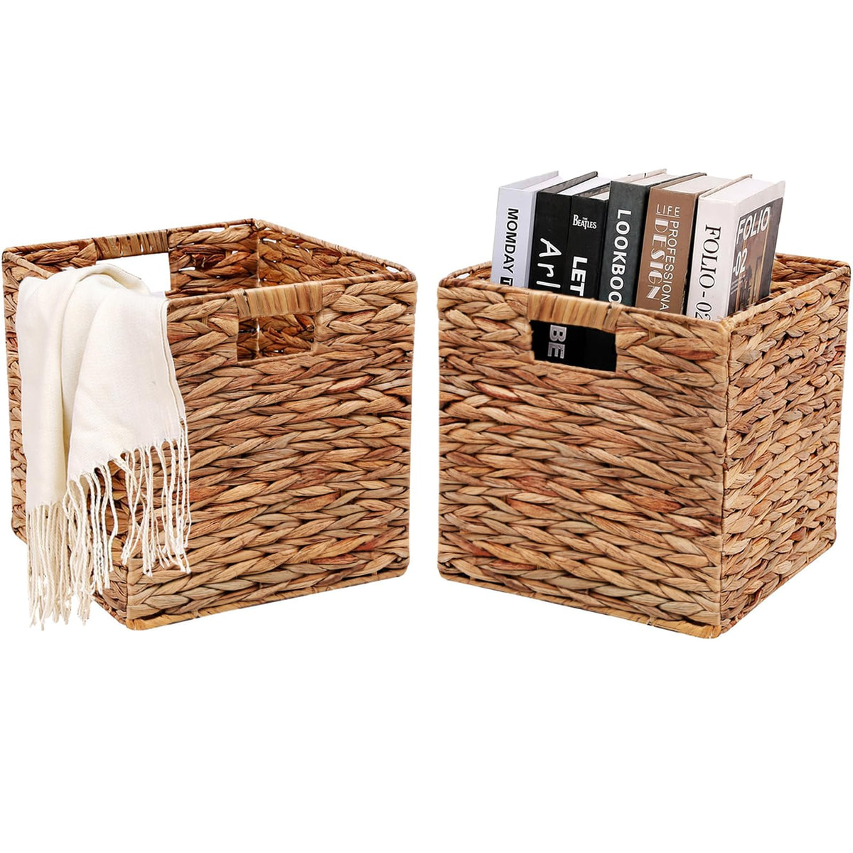 HOYCYA6 wicker storage basket 2-pack cubes for organized shelves