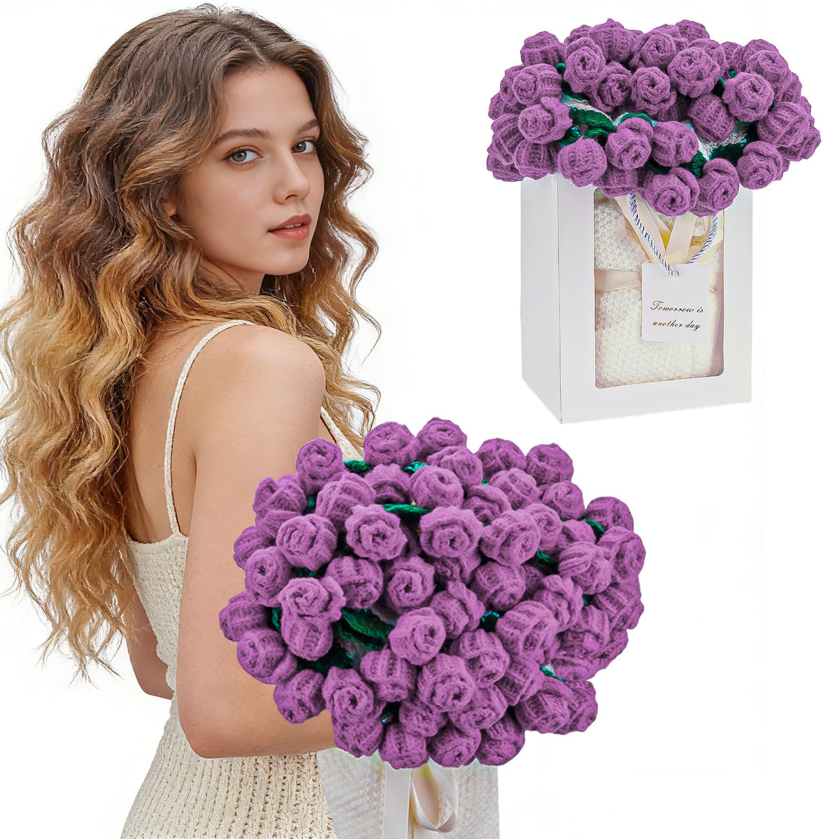 HOYWOUL flower bouquet blanket in rose finish, ideal as romantic decor and gift.