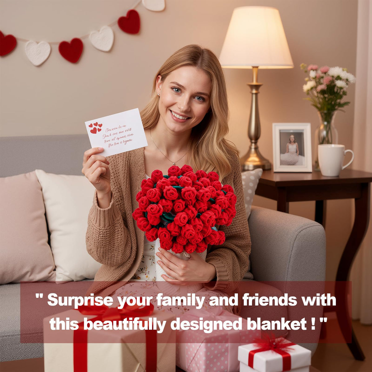 HOYWOUL Rose bouquet rolled gift image showcases dual-use design.