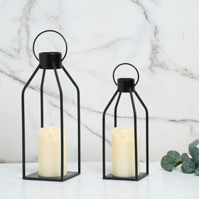 HPC Decor outdoor-ready lanterns withstand evenings on patios with timer.
