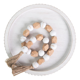 HPC Decor round tray on kitchen counter used as centerpiece display