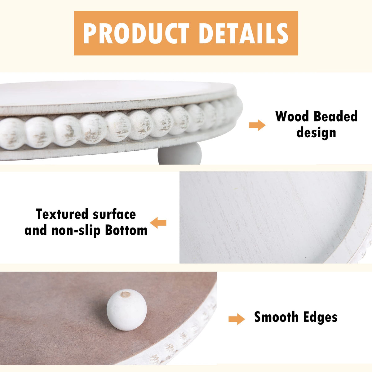 HPC Decor durable wood tray with protective feet and scratch-free design