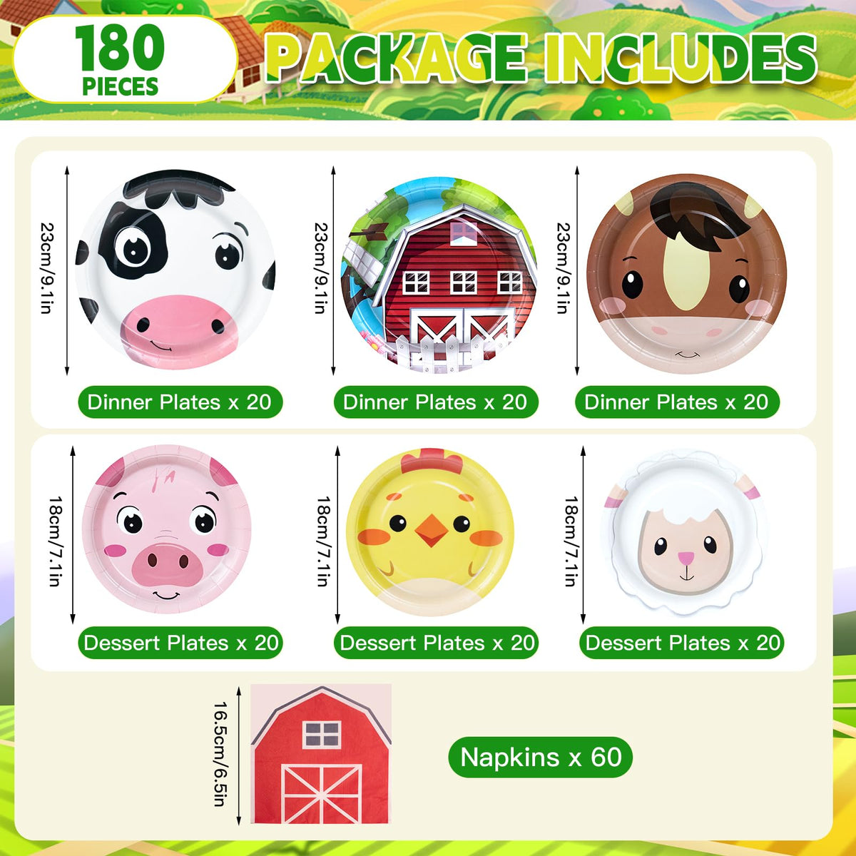 Hpscdyo farm animals dessert plates offer sturdy, colorful accents for kid-friendly treats.