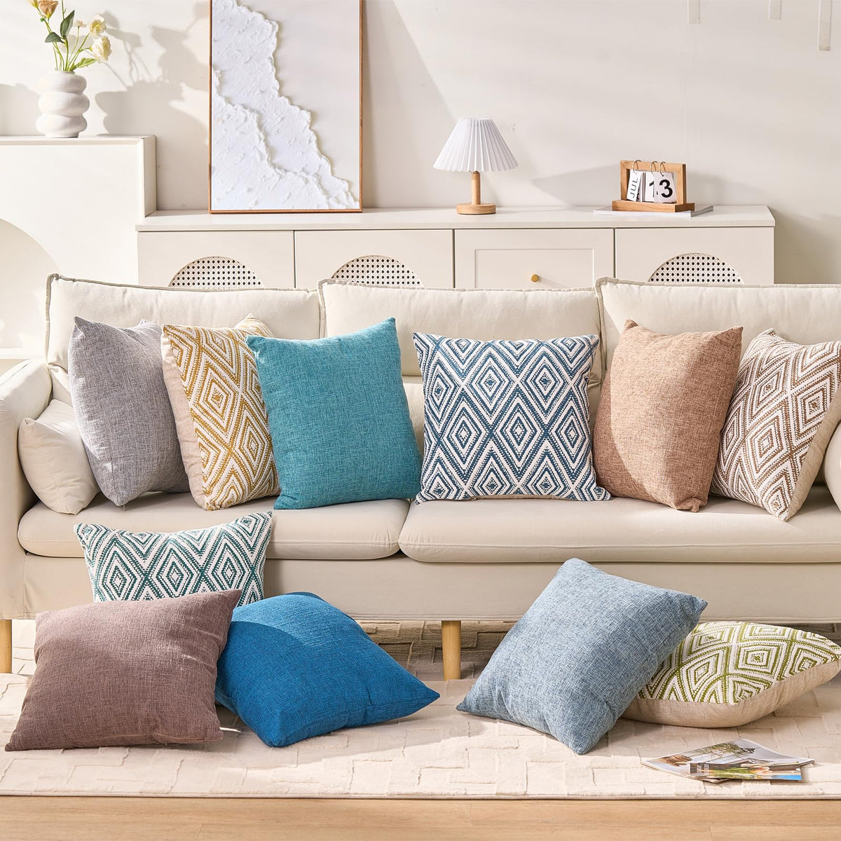 HPUK blue cushion cover featuring a soft, modern texture