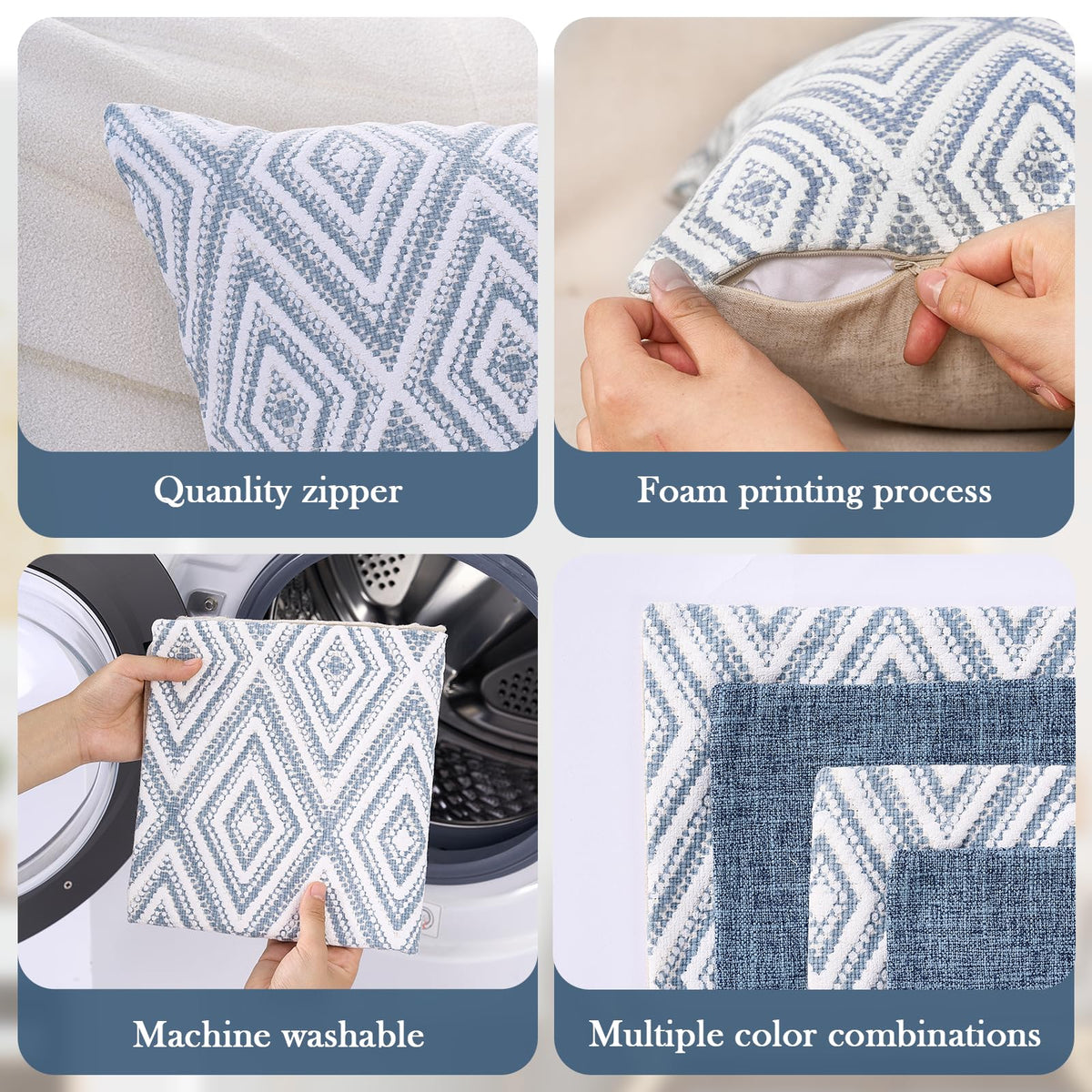 HPUK blue pillow cover for bed or living room elevates color coordination.