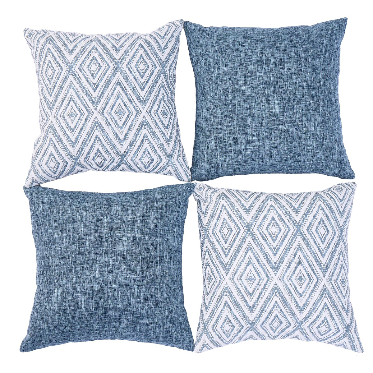 Blue pillow cover closeup texture from HPUK with linen-like feel.