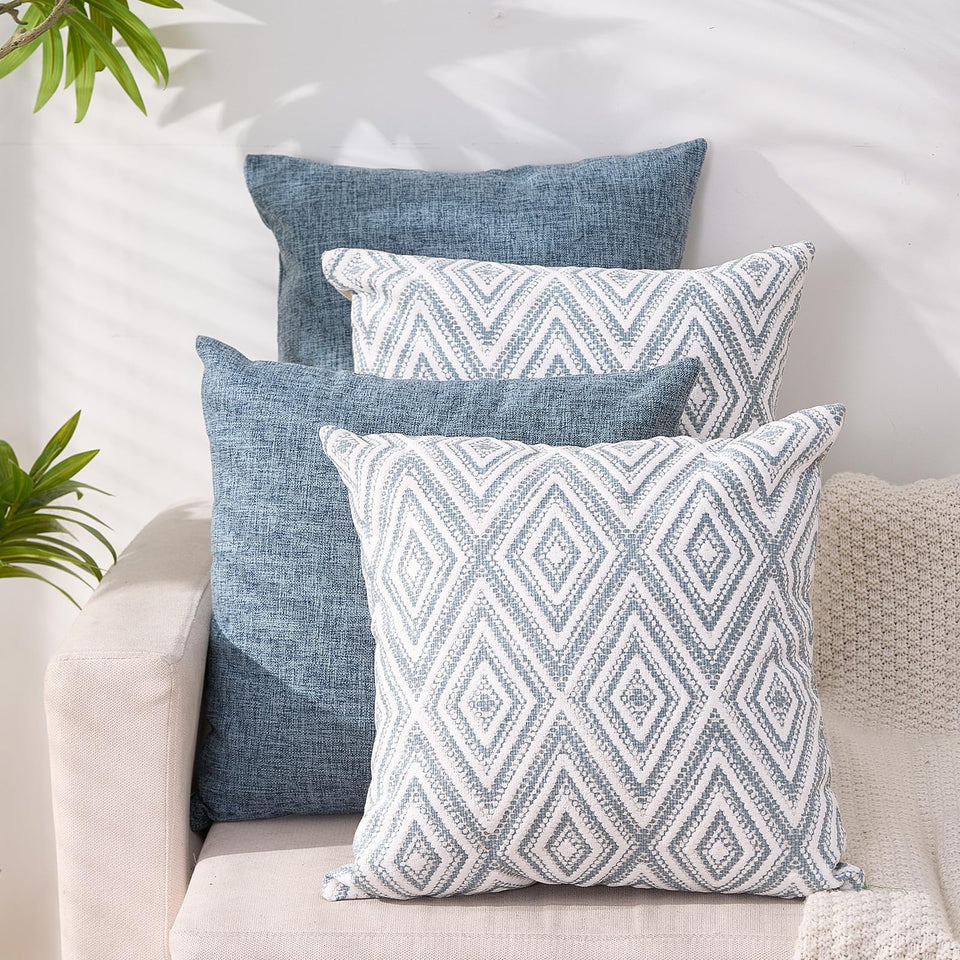 HPUK decorative pillow cover in blue for sofa styling; soft texture