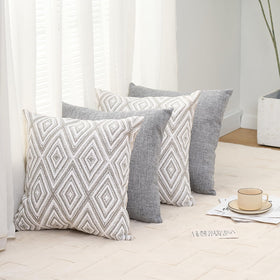 HPUK decorative grey pillow cover for 17x17 cushions; gift-ready presentation