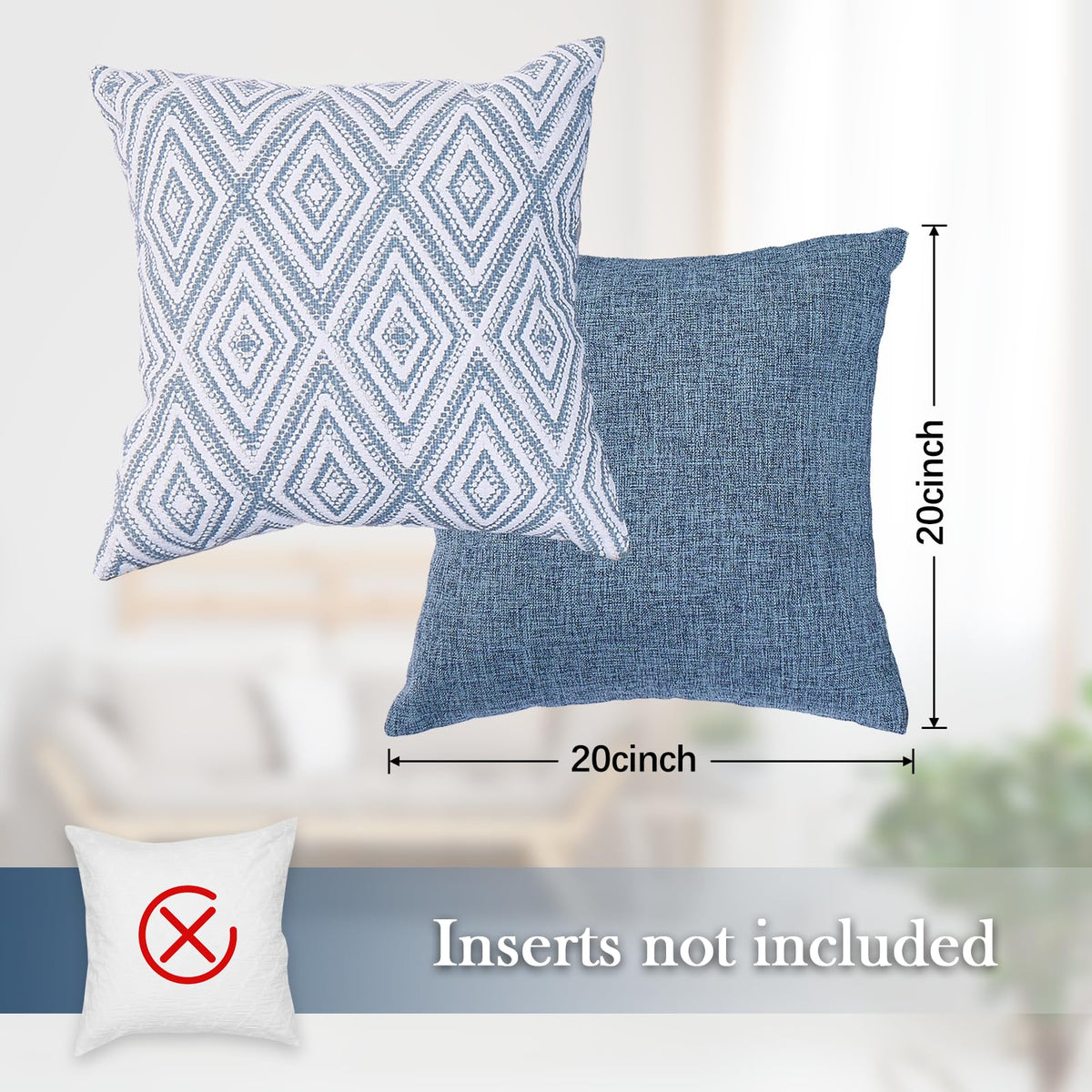 HPUK invisible-zip blue pillow cover for a neat, seamless look.
