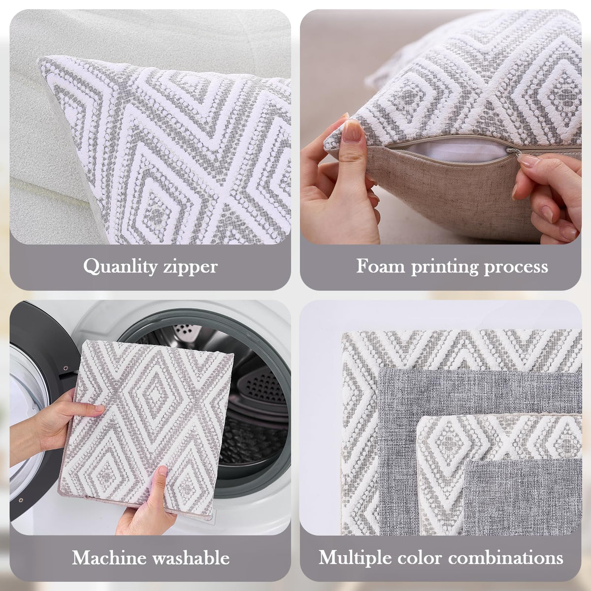 HPUK 17x17 grey pillow cover in a living room setup for versatile decor