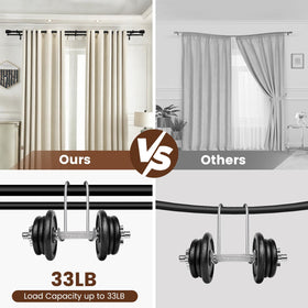 Hradecti 1-inch main rod provides sturdy support for heavy drapes.