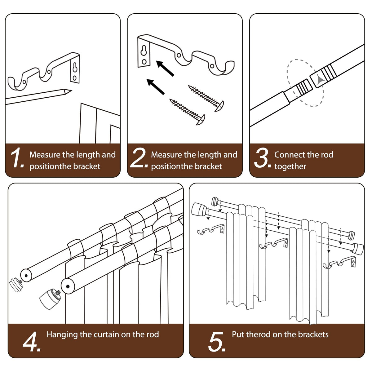 Hradecti bronze heavy-duty double curtain rod 1-inch diameter close-up shows sturdy construction.