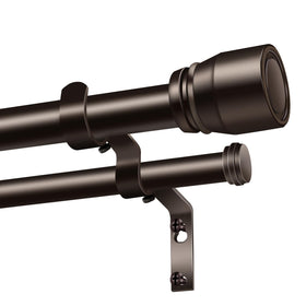 Hradecti bronze heavy-duty double curtain rod assembled for layered window treatments.