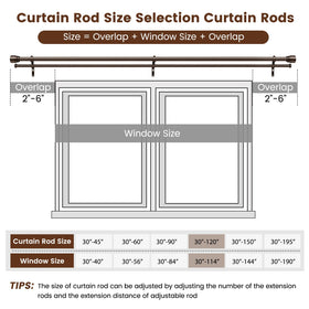 Hradecti bronze heavy-duty double curtain rod length adjustment for customizable window fit.