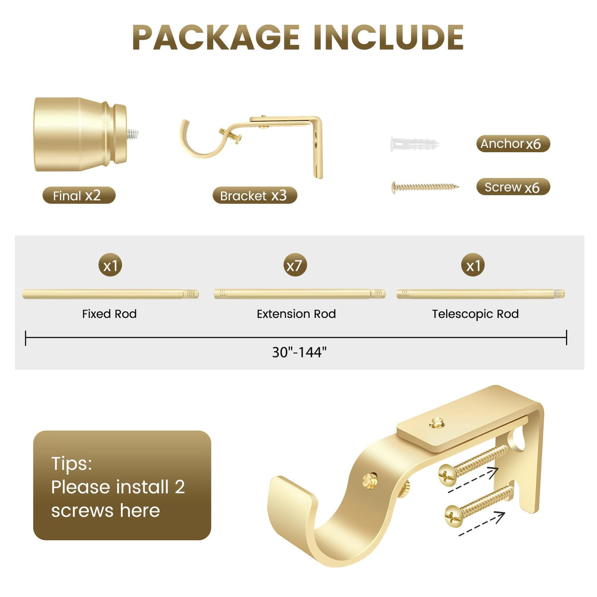Hradecti 9-piece rod set shown for custom-length installation