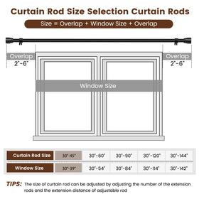 Hradecti telescoping curtain rod extends to fit 30-39 inch windows.