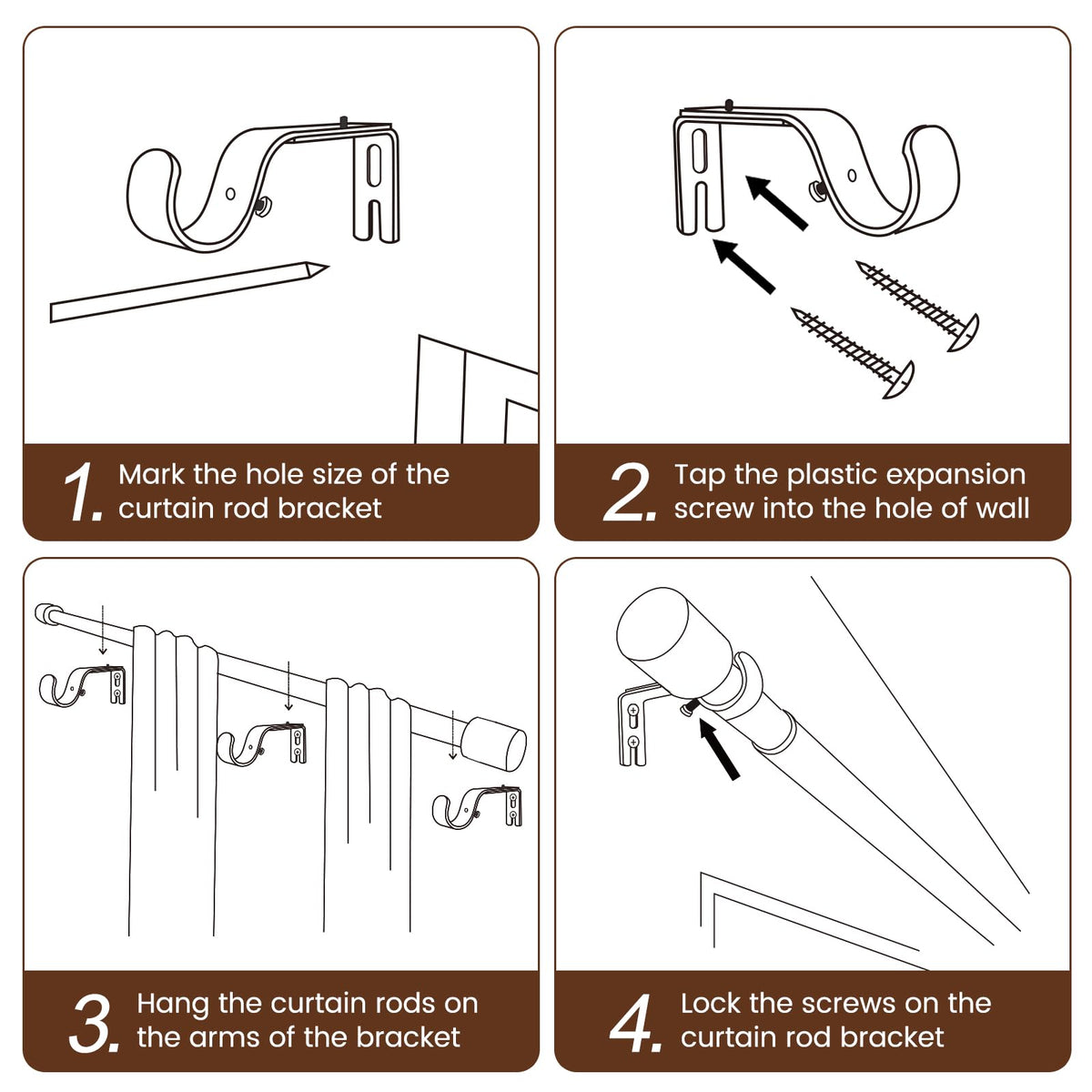 Hradecti curtain rod compatible with grommet, back tab, rod pocket, and tab top styles
