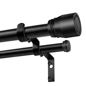 Hradecti heavy-duty double curtain rod extended for larger windows with layered curtains.
