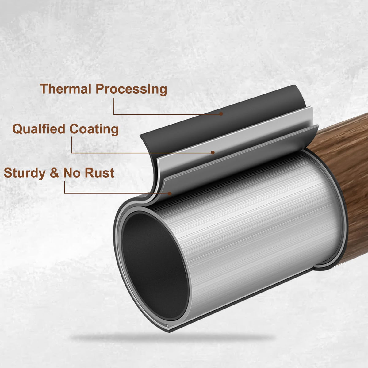 Hradecti matte wood grain finish on a durable curtain rod.
