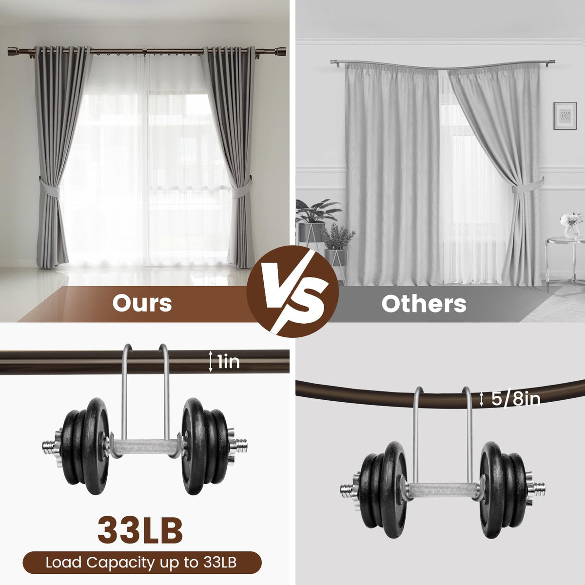 Telescoping Hradecti curtain rod extends and retracts to match window length precisely.