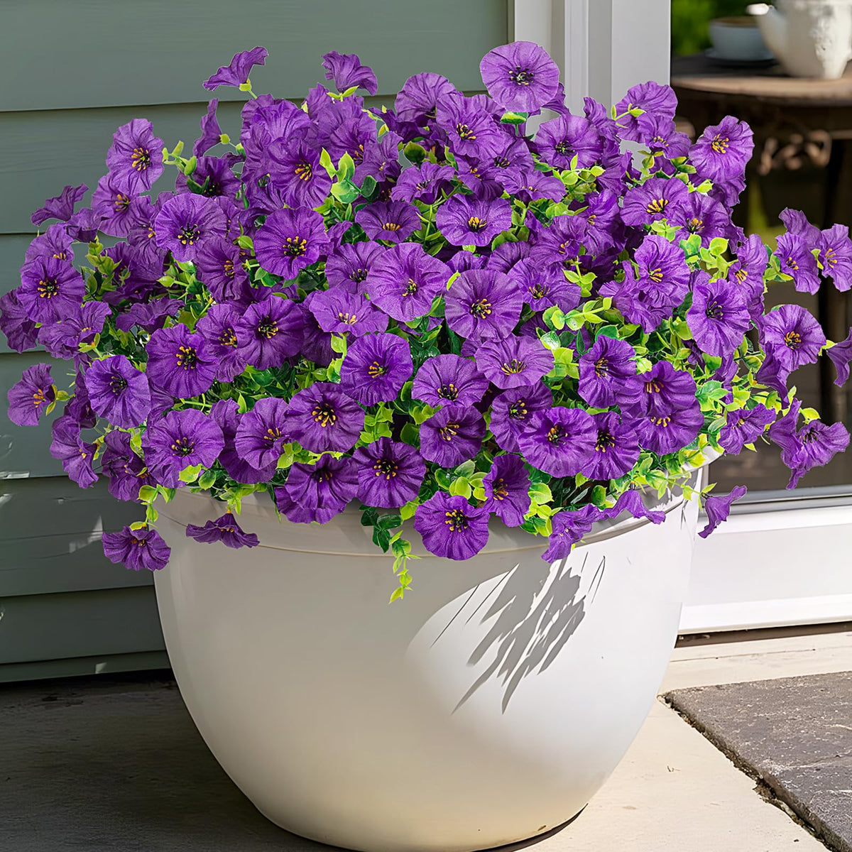 Hrobek artificial outdoor flowers on display with 12 bundles for vibrant, long-lasting decor.