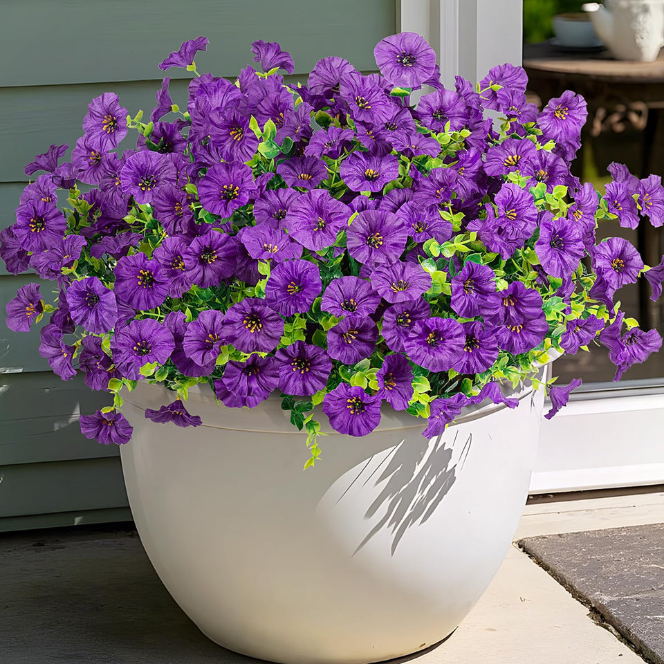 Hrobek artificial outdoor flowers on display with 12 bundles for vibrant, long-lasting decor.
