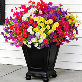 Hrobek artificial outdoor flowers with petunias in 12 bundles, for vibrant, maintenance-free curb appeal.