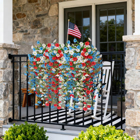Hrobek blue petunias branch adds vivid hue to balcony display