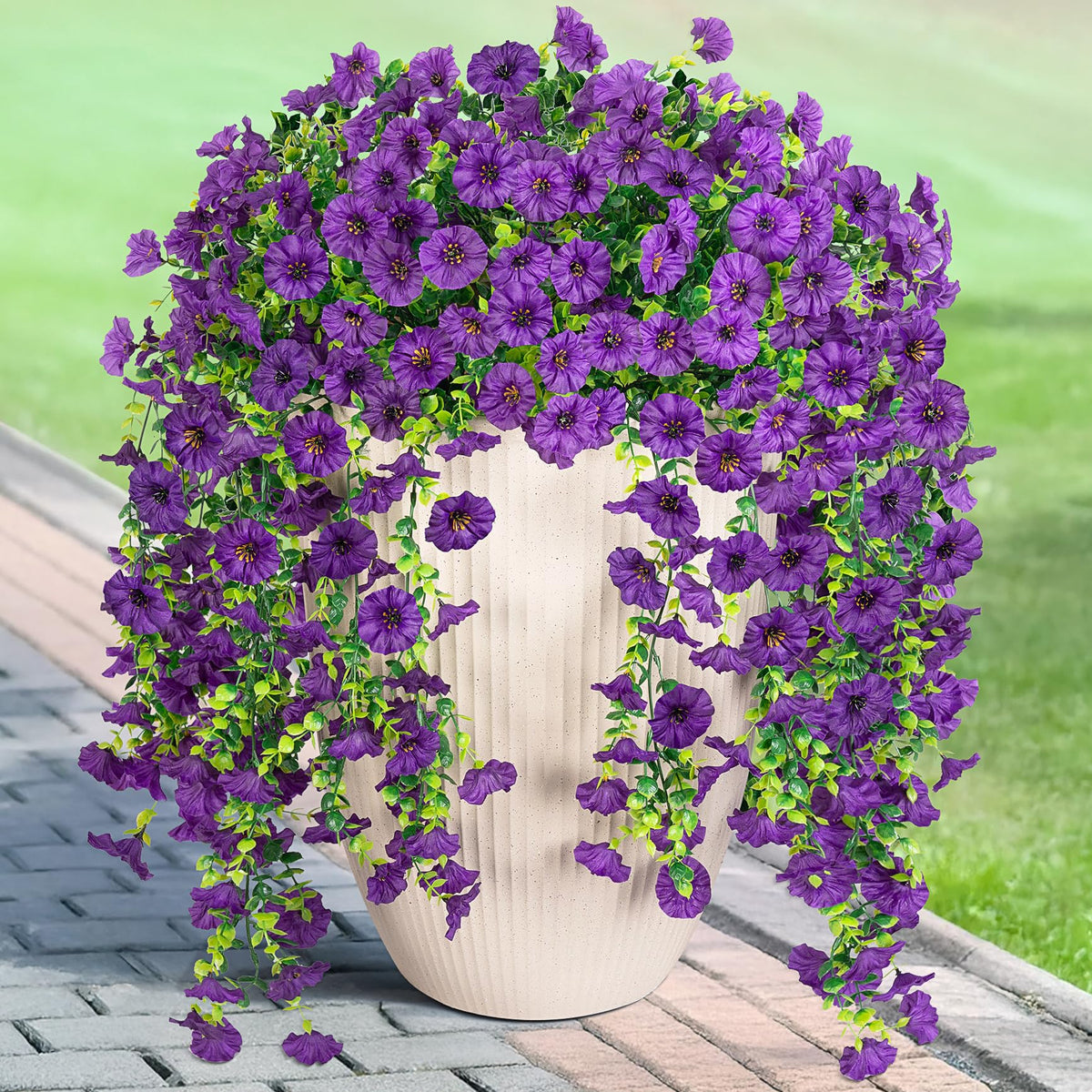 Hrobek artificial hanging petunias morning glory branch for outdoor decor.