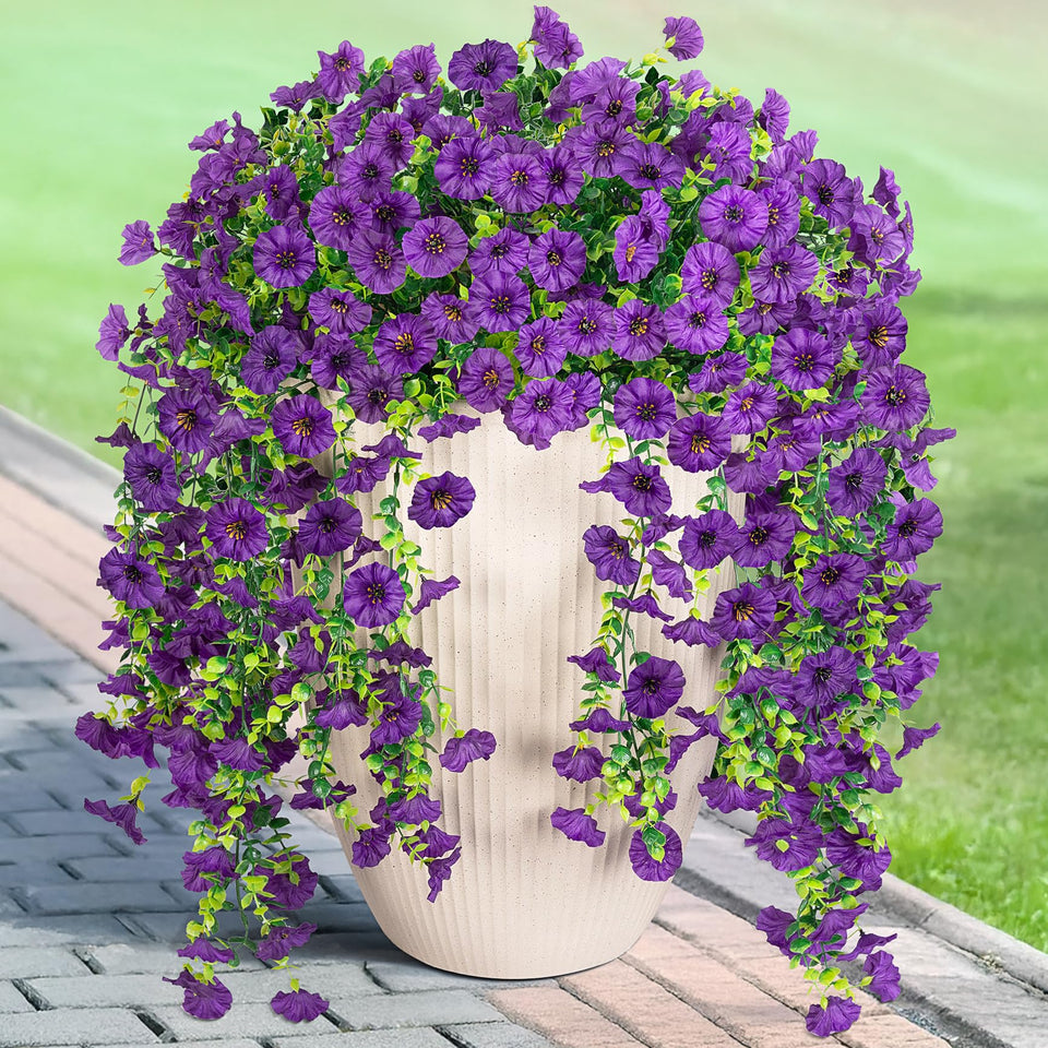Hrobek artificial hanging petunias morning glory branch for outdoor decor.