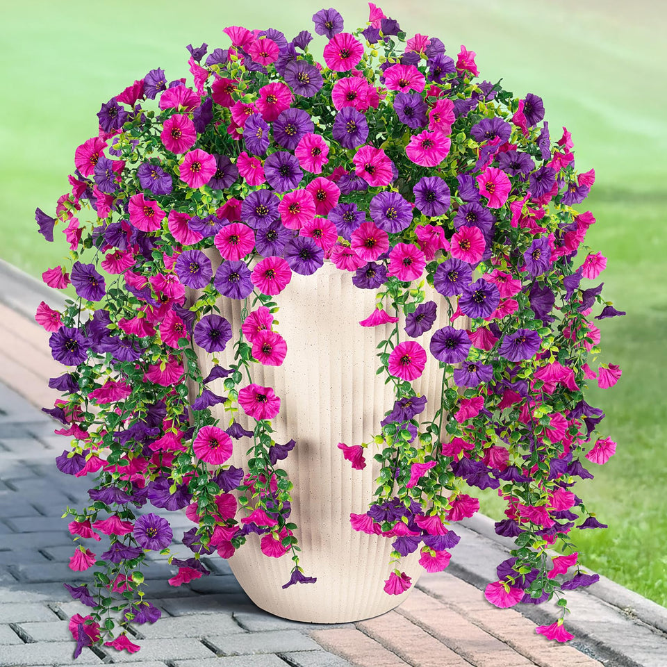Hrobek artificial hanging petunias with morning glory and eucalyptus for instant color and charm