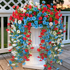 Hrobek artificial hanging petunias red branch for vibrant porch decor