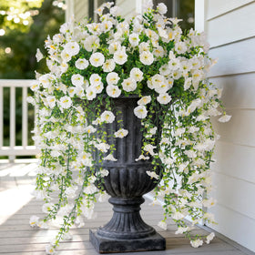 Hrobek artificial hanging petunias in white for outdoor decor