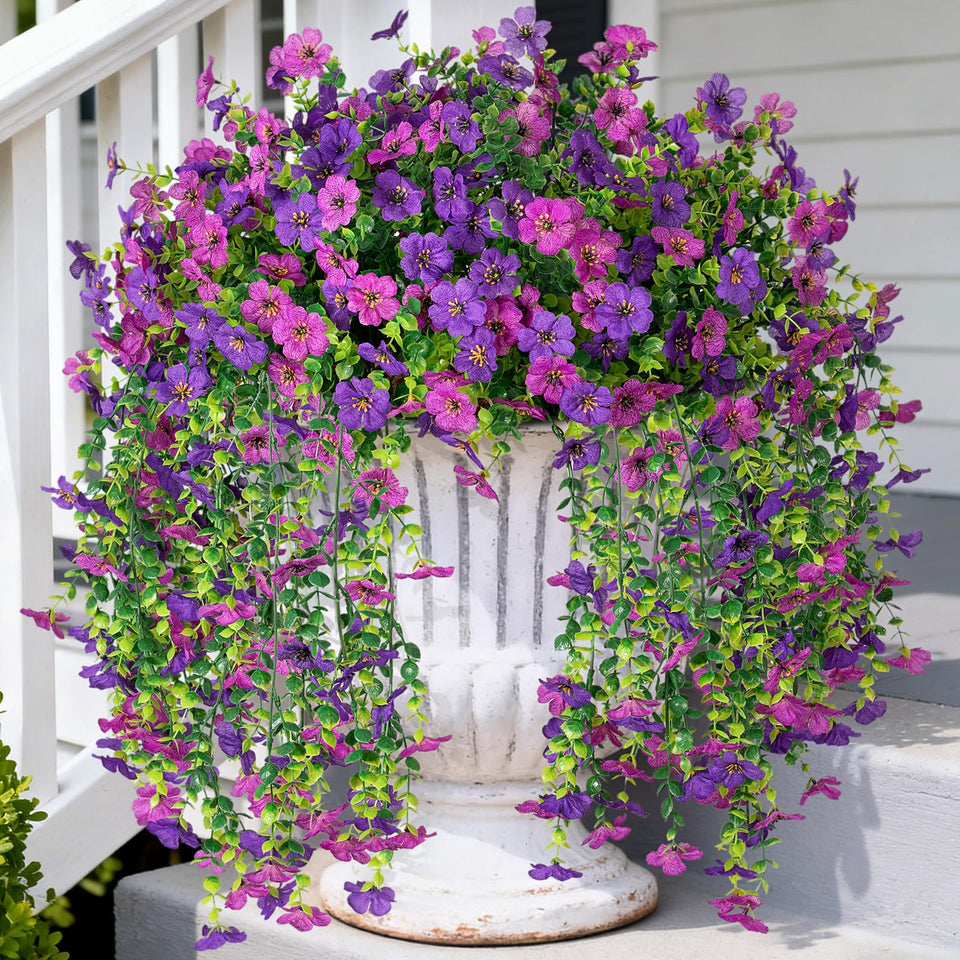 Hrobek artificial hanging plant with daisy and eucalyptus for outdoor décor, adds year-round color.