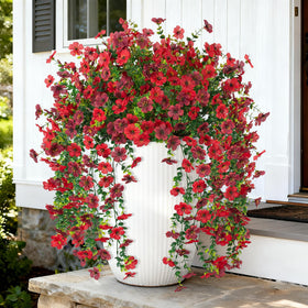 Hrobek artificial hanging plant with daisies and eucalyptus for year-round porch greenery