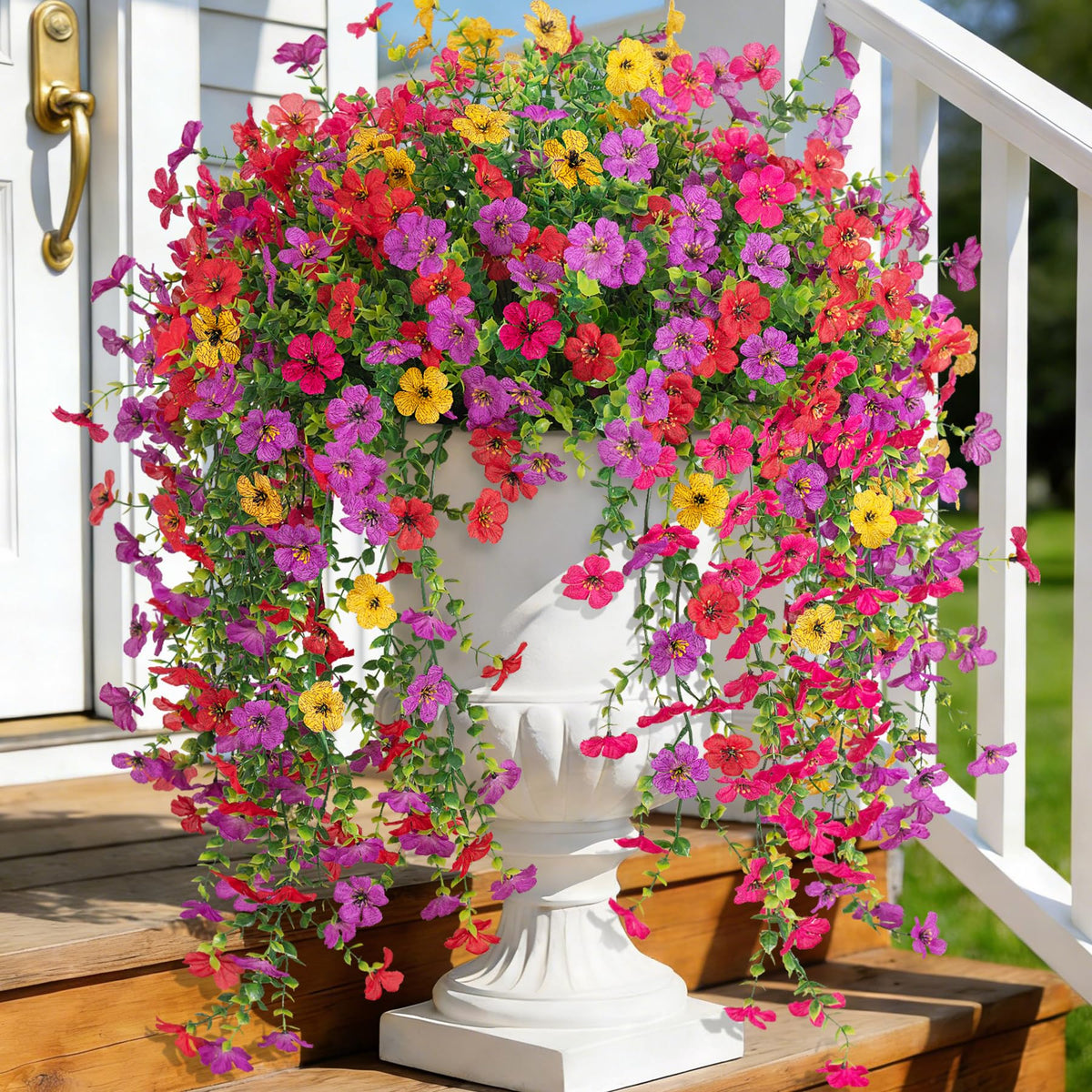 Hrobek 8-pack outdoor daisies with UV-resistant petals for year-round porch decor.