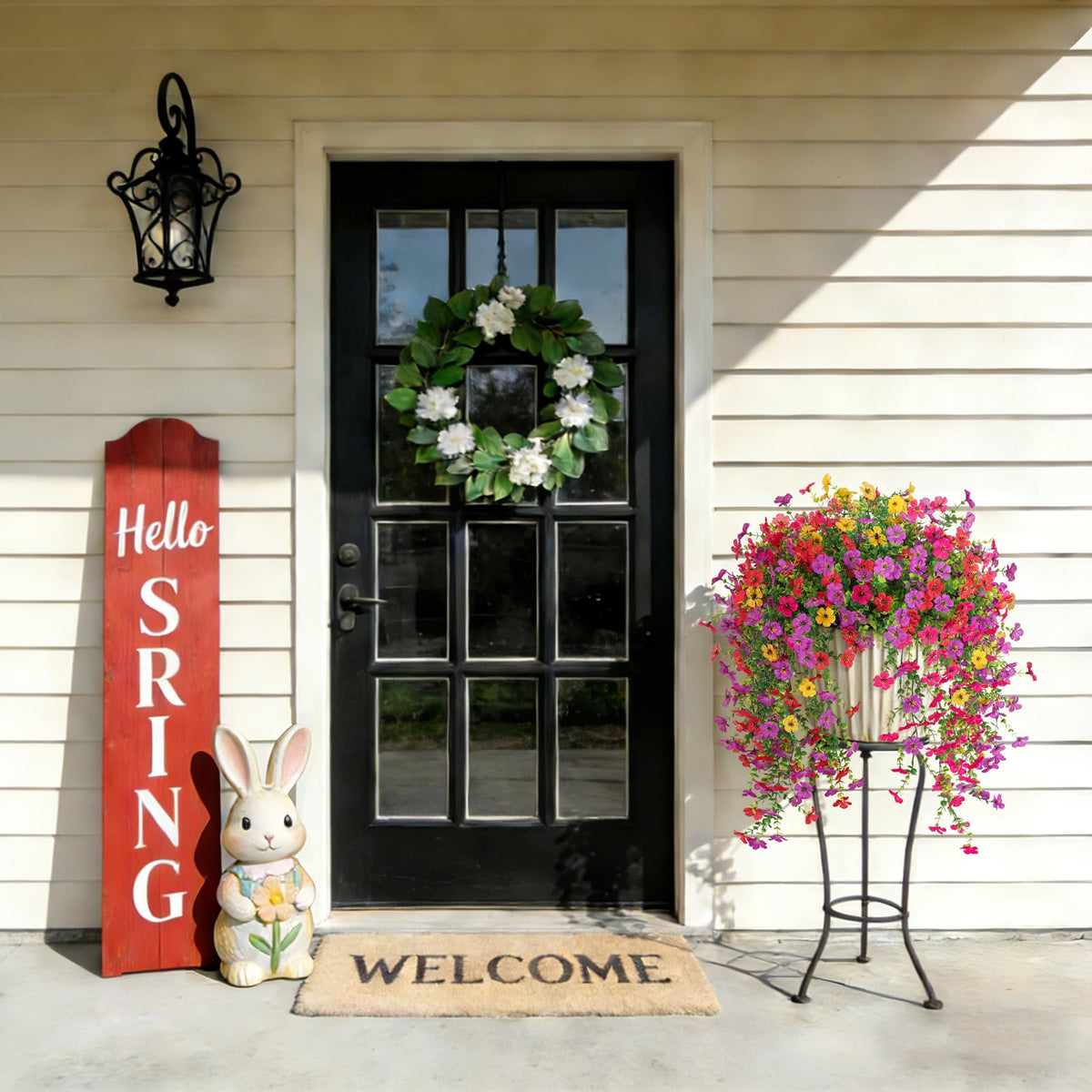 Hrobek silk flowers with realistic leaves for porch or patio display.
